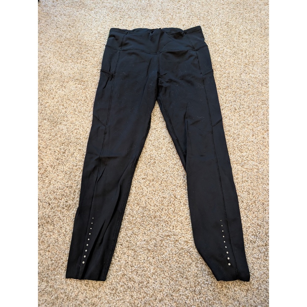 Lululemon Fast and Free High-Rise Tight 25 Black Reflective Leggings Size 10